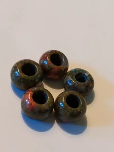 5x Natural Stone Beads, Fit Euro, Big Hole Bracelets, Greens, Free Ship - Picture 1 of 5