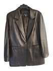 Denim & Co. Size L BROWN Lamb Leather One Button Fully Lined Blazer USED A103448