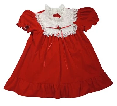 Vestido de Navidad vintage 'Cutest One' terciopelo rojo encaje niña niño muñeca vacaciones 4T Foto 1 de 4