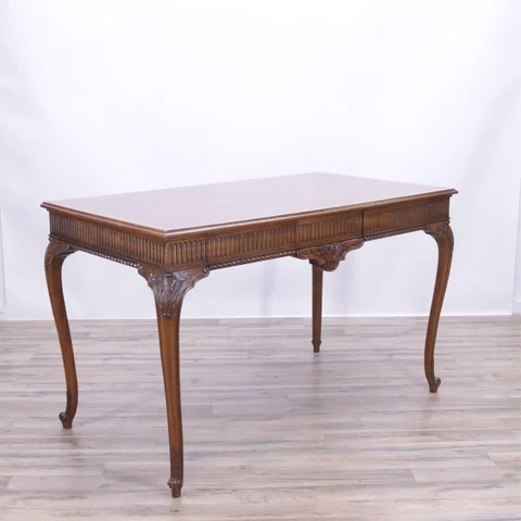 George III Style Banded Mahogany Two-Drawer Console Table Cover