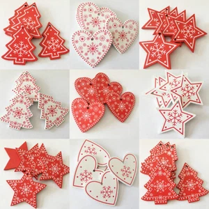 10/20/50x Christmas Tree Decoration Hanging Christmas Party Wooden Pendants Gift - Picture 1 of 50