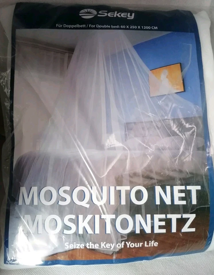 H003 - Sekey - XXL Moskitonetz Doppelbett - Rund Weiß 60x250x1200cm - NEU - Bild 1 von 1