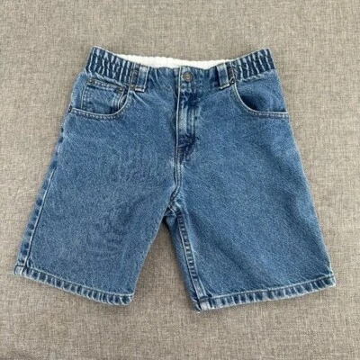 Shorts jeans vintage masculino GAP infantil azul 8 cintura elástica algodão usado. - Imagem 1 de 4