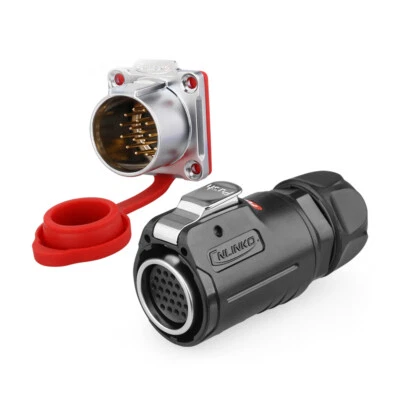 Female Plug 12 24 Pin IP67 Waterproof AC DC Panel Adapter Power Signal Connector - Image 1 of 4