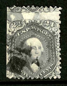 Sc #70/78 EFO Big Misperf Straddle 24 centavos Washington 1861-62 Guerra Civil EE. UU. 36F37 - Imagen 1 de 2
