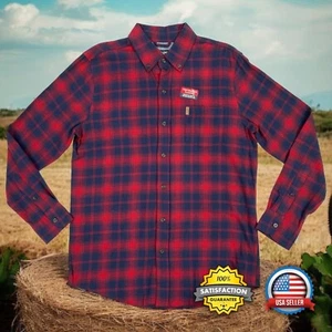 Chaps MENS MED Performance Plaid Flannel Button Down Shirt Lightweight Red Blue - Imagen 1 de 15
