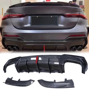 Real Carbon Rear Diffuser Bumper Lip Spoiler For BMW 4Series G22 G23 2021-2024 E - Foto 1 di 9