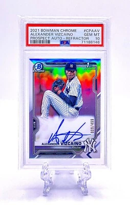 ALEXANDER VIZCAINO 2021 Bowman Chrome #CPA-AV 1ST PROSPECT AUTO REF /499 PSA 10 - Image 1 of 2