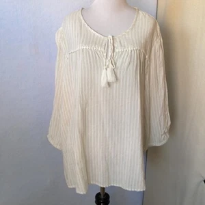 Angels Lace Tassel Tie Front 1/2 Sleeve Tunic Top, Size 2XL - Picture 1 of 12