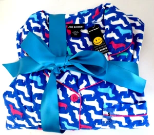 NEW - Joe Boxer Dachshund Wiener Dog Women 2-Piece Flannel Pajama Sleep Set - Picture 1 of 9