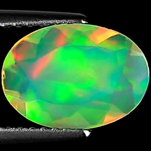 Pietra Preziosa Opale Sfaccettata Etiope Naturale 1,12 Ct Multicolore Taglio Ovale - Foto 1 di 5