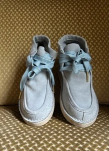 Free People Ashton Ankle Soft Suede Lace Booties Shoes Dusty Baby Blue NEW 9/39 - Picture 1 of 24