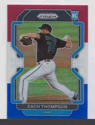 ZACH THOMPSON : MLB - 2022 - PANINI  PRIZM ROOKIE RED WHITE BLUE - CARD # 159 - Image 1 of 2