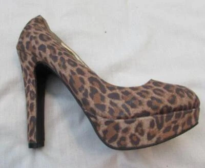 Sapatos femininos G GUESS 8 biqueira redonda estampa lepardo plataforma salto sexy - Imagem 1 de 4