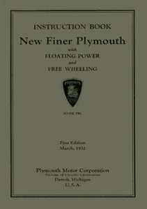 1932 Plymouth Owners Manual User Guide Operator Instruction Book Fuses Fluids - Picture 1 of 1