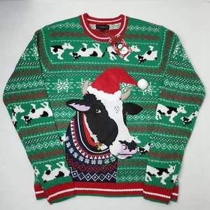 Blizzard Bay Cow Ugly Christmas Sweater Herren Gr. L Fair Isle 3D Strick Schneeflocke - Bild 1 von 12