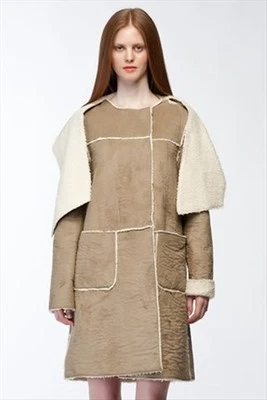 NEW ARMANI JEANS TAN FAUX SHEARLING COAT JACKET SZ 2 EU 38 - Image 1 of 4