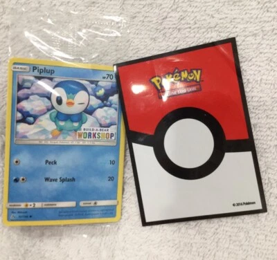 New & Sealed Build a Bear Workshop Pokemon Card PIPLUP pengui + Sleeve Promo - Image 1 of 3
