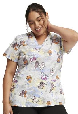 Aristocats Cherokee Scrubs Tooniforms Disney V Neck Top TF776 ACIP - Image 1 of 4