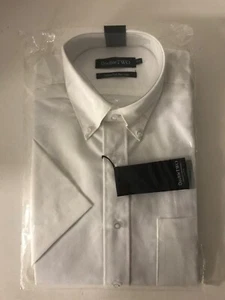 Double Two Cotton Rich Non Iron Short Sleeve Oxford Shirt, White, Size 15.5" - Picture 1 of 1