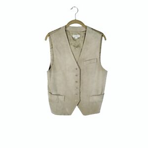 Ann Taylor womens Medium beige suede vintage menswear style waistcoat vest
