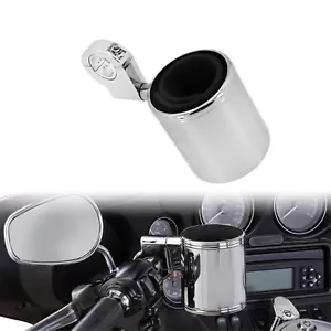 Chrome Water Drink Mount Handlebar Cup Holder Fit For Harley 1" 1.25" 1-7/8" Bar - Picture 1 of 10