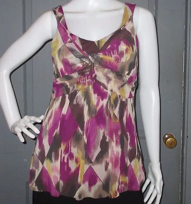 WESTON WEAR Mujer Nylon Forrado Estampado Tanque S Morado Marrón Usado en Excelente Condición Tejido Top Foto 1 de 4