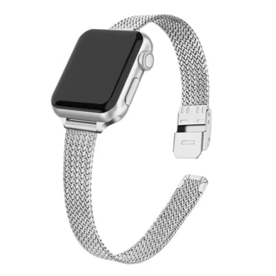 Correa delgada de malla de acero para mujer para Apple Watch 10 9 8 7 6 5 4 SE 40/44/41/45/42/46 mm Foto 1 de 4