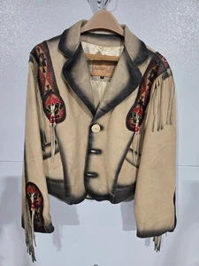 Beautiful Vintage Kobler Leather Western Style Fringed Biker Jacket Medium - Foto 1 di 15