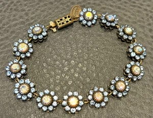 Liz Palacios schönes zartes Blumenarmband blau AB Swarovski-Kristalle 7,25 Zoll - Bild 1 von 12