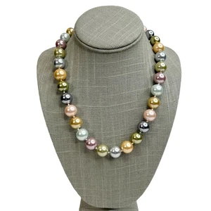 Kennth Jay Lane KJL 2009 Inaugural Pastel Chunky Simulated Pearl Necklace 18-21” - Picture 1 of 10