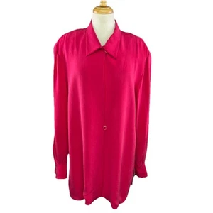 Dana Buchman Gr. 14 fuchsia rosa Seide kastig Blazer Jacke Damen Langarm - Bild 1 von 11