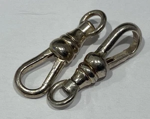 HERVORRAGENDES KLEINES ALTES VINTAGE PAAR STERLINGSILBER ALBERT KETTE HUND CLIP VERSCHLÜSSE - Bild 1 von 4