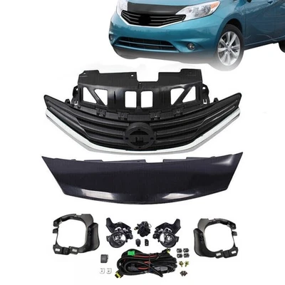 Front Grille & Cover & Fog Lights Set Fit 2014-2016 Nissan Versa Note 6pcs - Image 1 of 4