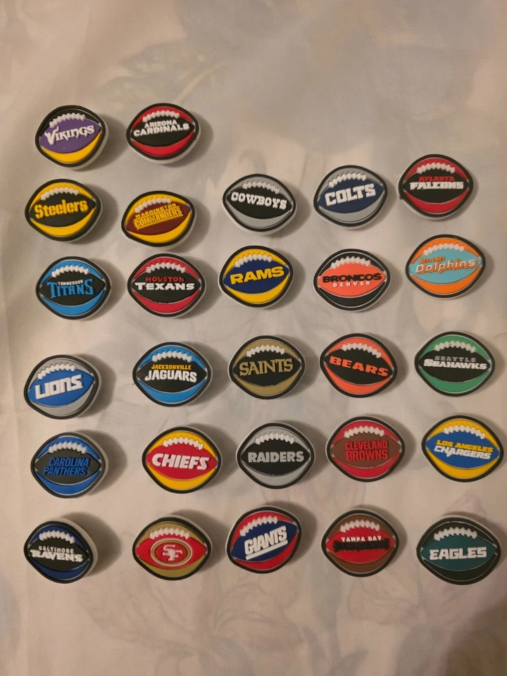 NFL Fútbol Estilo 2 Jibbizets Dijes para Zapatos, Bolso de Mano ab x x Foto 1 de 1