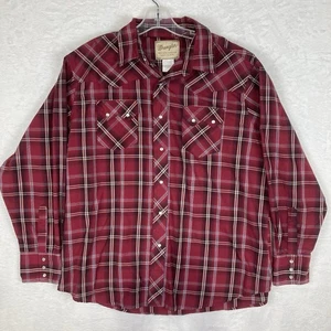 Wrangler Pearl Snap Western Shirt Mens XXL Red Plaid Cowboy Rodeo Country Ranch - Picture 1 of 7