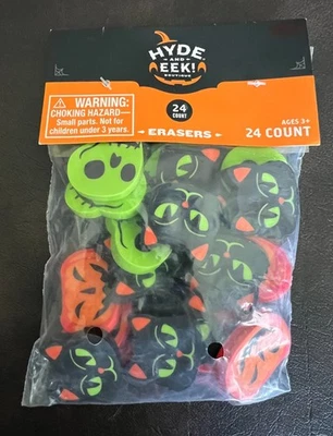 Halloween Erasers Skulls Black Cats Pumpkins 24ct Trick or Treat Party Favors - Image 1 of 2