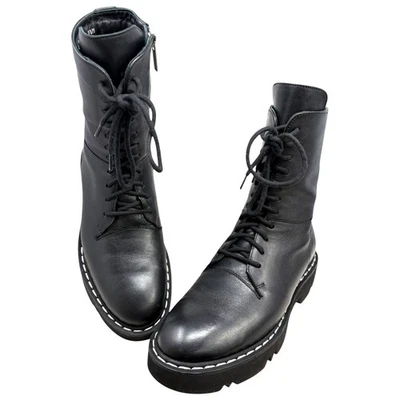 Botas de combate Aquatalia Hans de plataforma de cuero de becerro negro para mujer talla 9,5 Foto 1 de 4