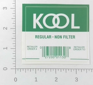 Vintage Kool Regular Non Filter Zigaretten Tabak Einzelhandel Werbung Aufkleber - Bild 1 von 1