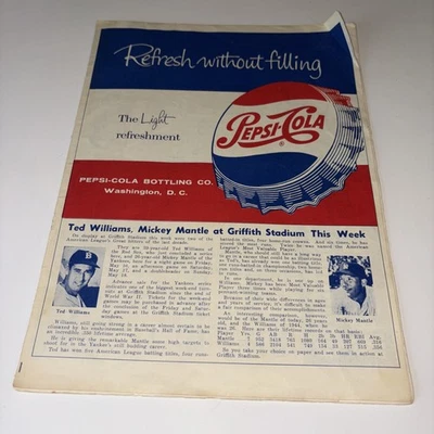 1958 Washington Senators vs. New York Yankees Program Scored Mickey Mantle HR - Image 1 of 4