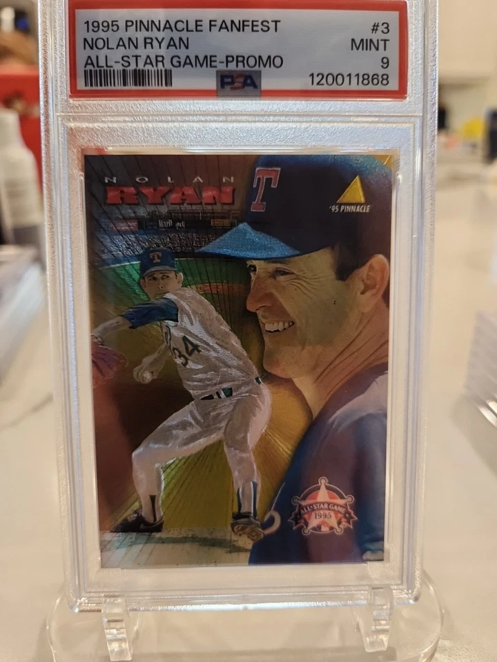 1995 Pinnacle Fanfest Nolan Ryan Promo Card Texas Rangers PSA 9 - Image 1 of 3