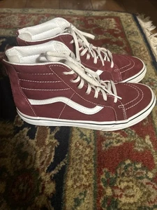 Vans Off The Wall Herren 6,5 Damen 8 Skateboard Sk8-Hi Schuhe burgunderrot Wildleder/Canvas - Bild 1 von 12