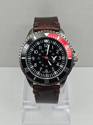 American Eagle Outfitters Men Sport Brown Leather 42mm Quartz Watch 7 1/2" - Image 1 of 4