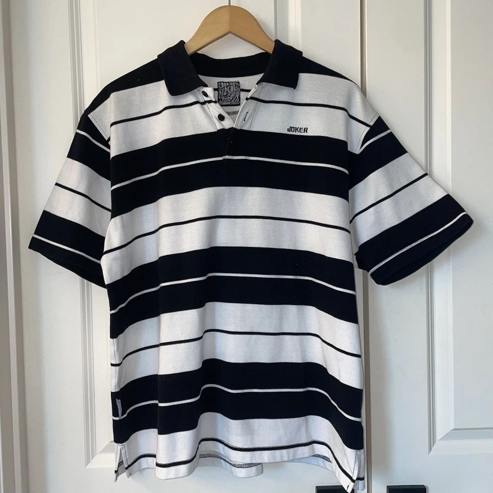 Polo vintage Charlie Brown Y2K grande blanco y negro para hombre talla grande Foto 1 de 4