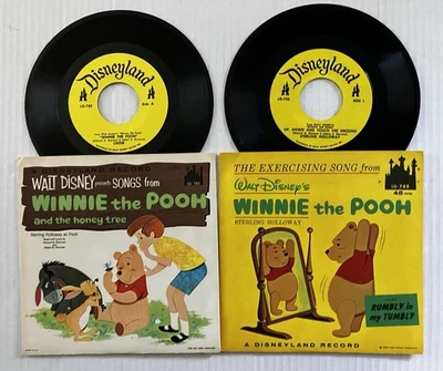 Winnie The Pooh 45 discos de 7" com lote PS Disneyland 1960's Sterling Holloway - Imagem 1 de 4