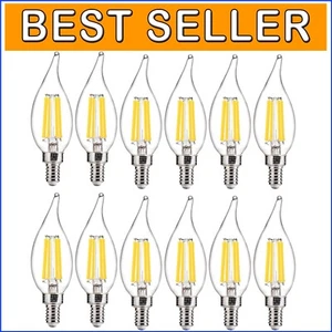 Energy-Efficient 5.5W LED Candelabra Bulbs, 800LM, 5000K, 12-Pack, UL Listed - Picture 1 of 11