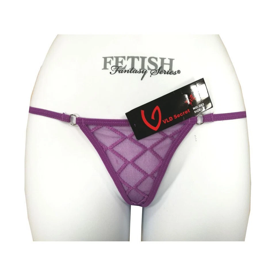 Perizoma viola a rombi trasparenti intimo donna - Immagine 1 di 2