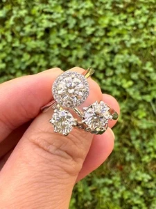 Clearance 3 Size 8.25 Moissanite 1 CT Sterling Silver Daily Ring Lot Estate GRA - Picture 1 of 14
