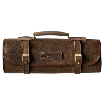 RRP £79 ProCook Premium 100% REAL Leather Knife Storage Case 8 Pockets