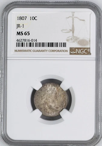 1807 DRAPED BUST 10C NGC MS 65 Cover